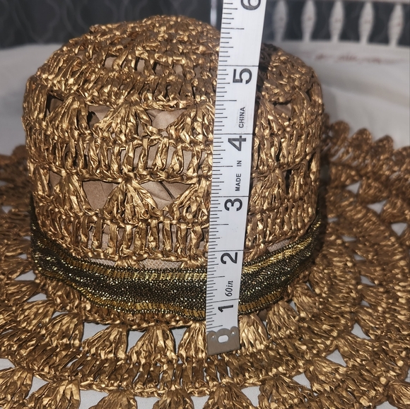 Eric Javits Brown/Gold Wide-Brimmed Woven Hat - Picture 15 of 16